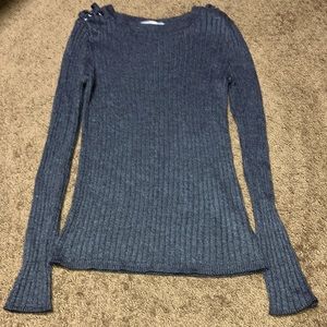 Pink Republic dark gray grey sweater SMALL EUC long & ribbed